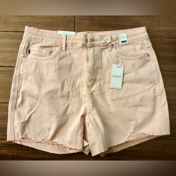Judy Blue Pale Pink High Waist Jean Shorts - Picture 1 of 6